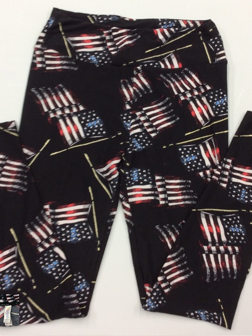 LuLaRoe Patriotic Flag Print Leggings - Black, Red, White, Blue